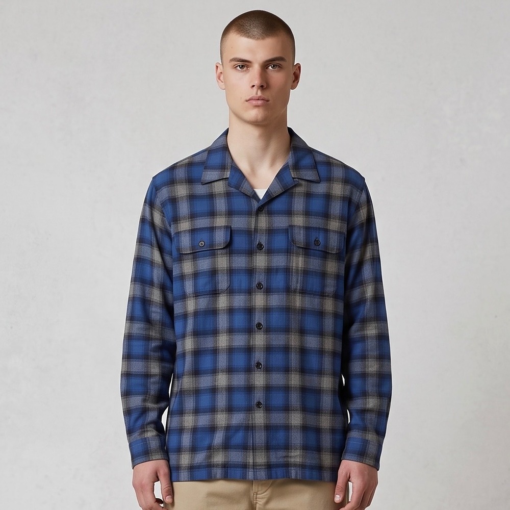 VTG 90s Polo Ralph Lauren Heritage Ski Camp Shirt Ombre Plaid Loop Collar L